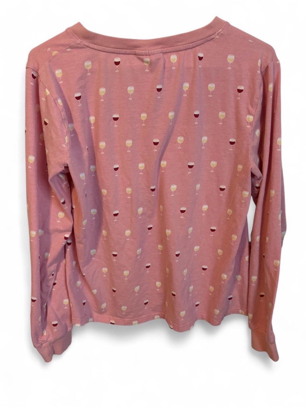 Serra Pink Long-Sleeve Henley with Wine Glass Print - Picture 3 of 4
